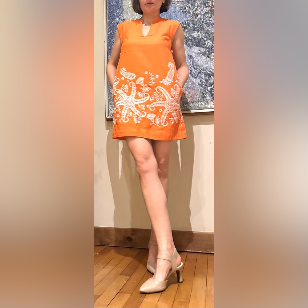 Anthropologie Orange and White Dress